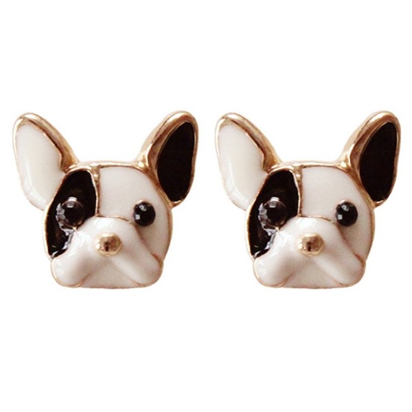 Plated Lovely Colored Bulldog Earrings