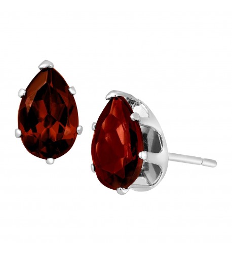 Natural Garnet Pear Cut Earrings Sterling