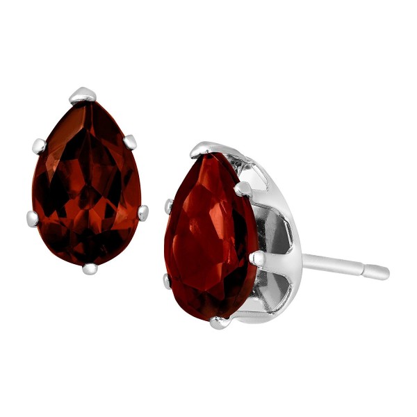 Natural Garnet Pear Cut Earrings Sterling