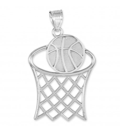 Sterling Silver Basketball Sports Pendant