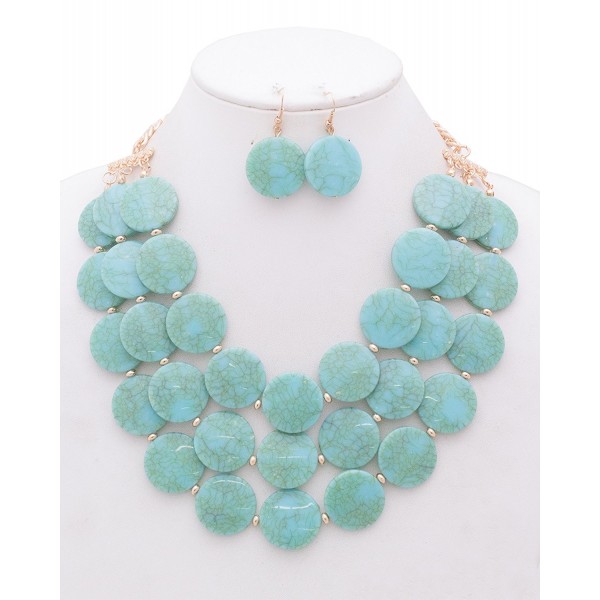 Rounded Statement Necklace Earrings Turquoise