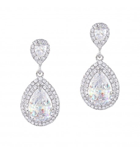 EVER FAITH Zirconia Earrings Silver Tone