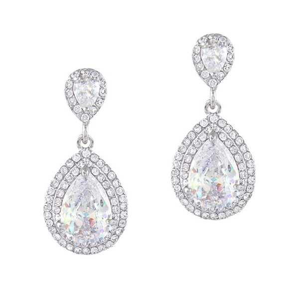 EVER FAITH Zirconia Earrings Silver Tone