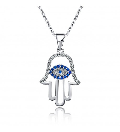 925 Sterling Silver Evil Eye&hamsa White Blue Cz Womens Pendant ...