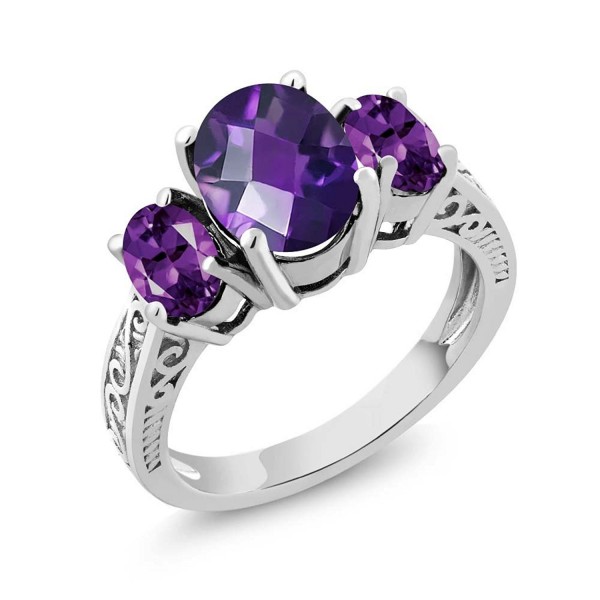 Checkerboard Amethyst Gemstone Birthstone Sterling