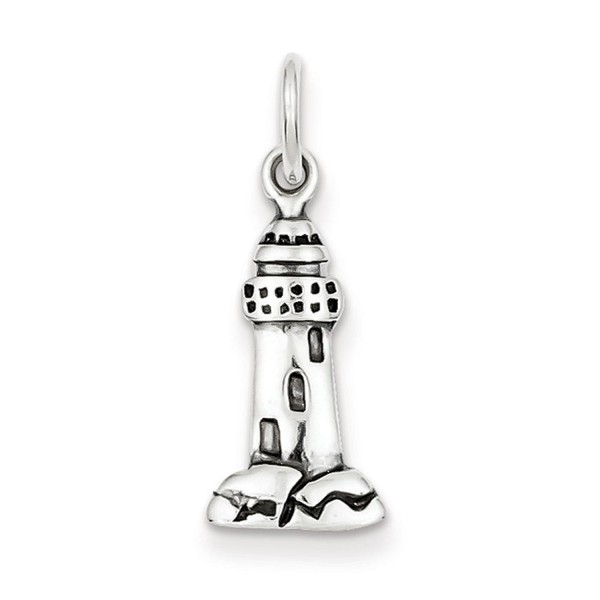 Sterling Silver Antiqued Lighthouse Charm