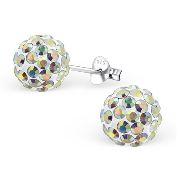 Sterling Silver Crystal Ball Earrings