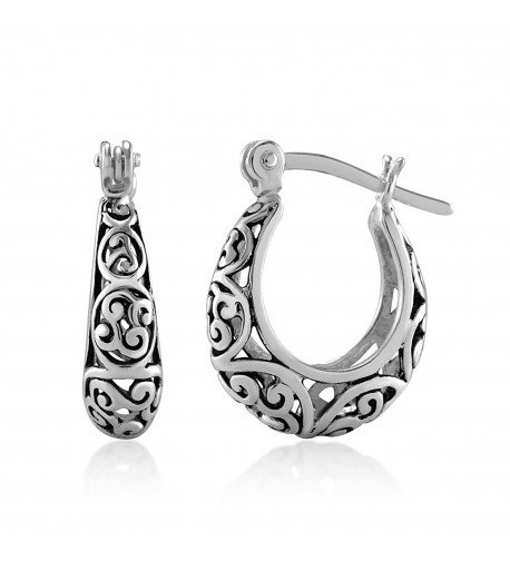 Oxidized Sterling Bali Inspired Filigree Earrings