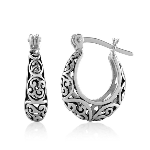 Oxidized Sterling Bali Inspired Filigree Earrings