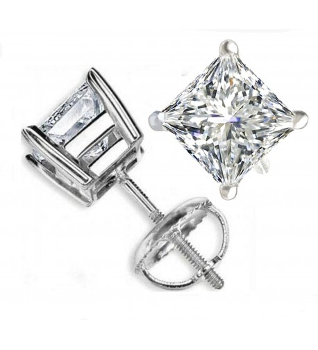 PRINCESS SIMULATED DIAMOND SOLITAIRE EARRINGS