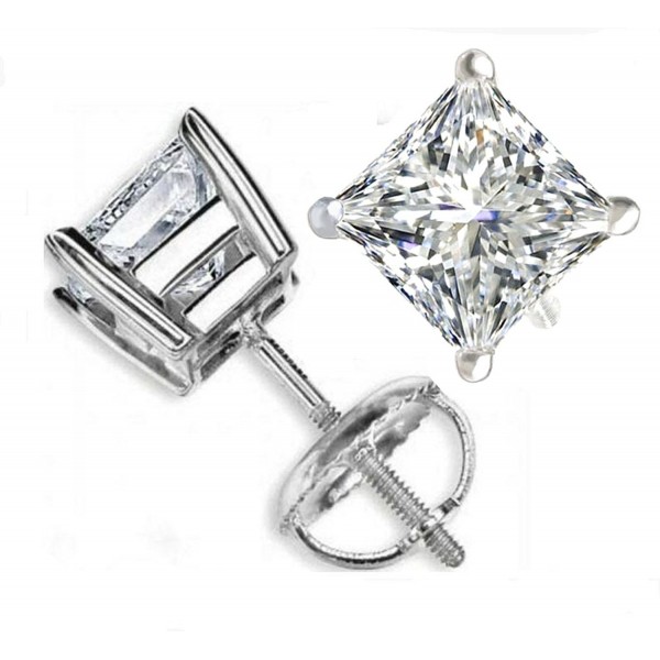 PRINCESS SIMULATED DIAMOND SOLITAIRE EARRINGS