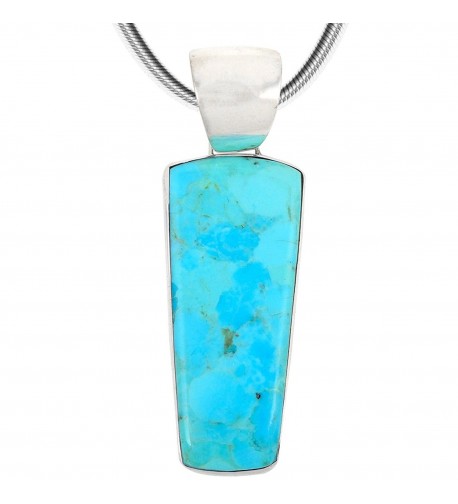 Turquoise Pendant Necklace Sterling Genuine