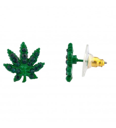 Lux Accessories Marijuana Crystal Earrings