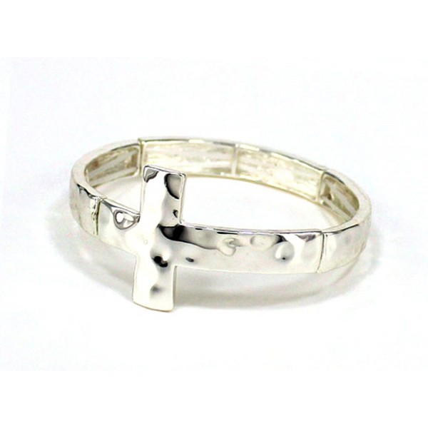 Sideways Silver Cross Stretch Bracelet Sideways Silver Cross Stretch Bracelet