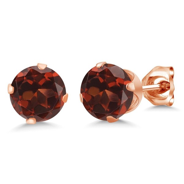 Round Garnet Plated Silver Earrings