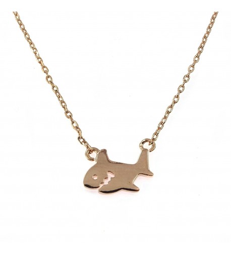 Metal Shark Pendant Necklace Rose