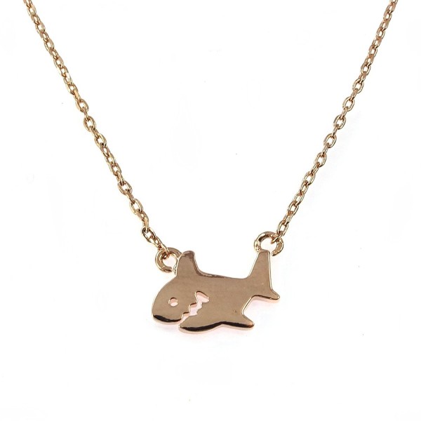 Metal Shark Pendant Necklace Rose