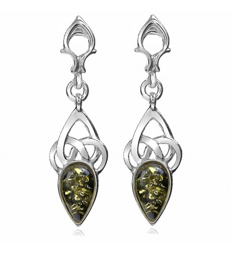 Green Sterling Silver Celtic Earrings