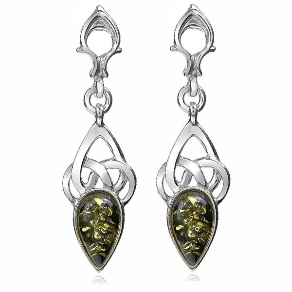 Green Sterling Silver Celtic Earrings