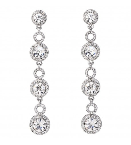 BriLove Wedding Chandelier Earrings Silver Tone