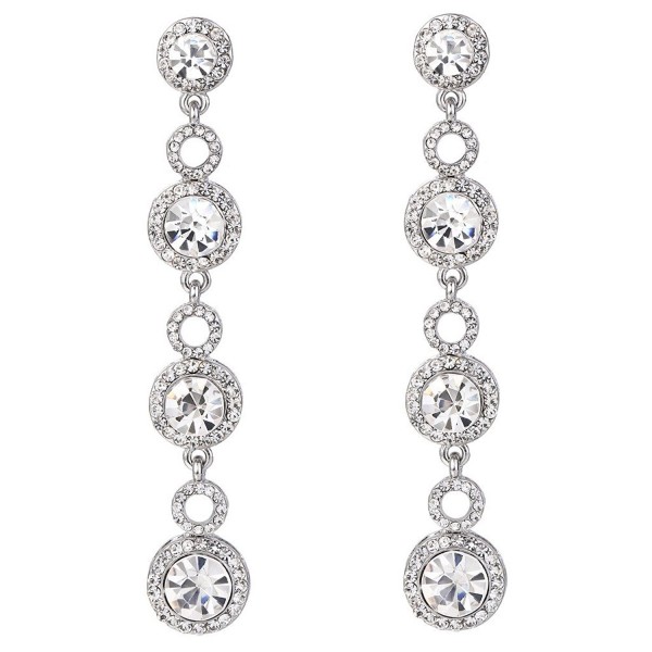 BriLove Wedding Chandelier Earrings Silver Tone