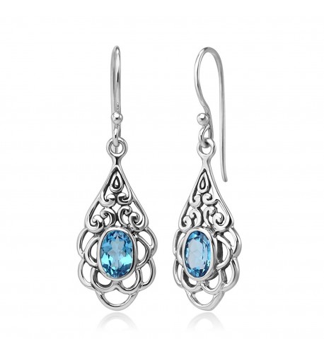 Sterling Filigree Gemstone Teardrop Earrings