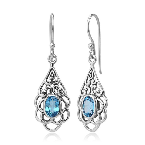 Sterling Filigree Gemstone Teardrop Earrings