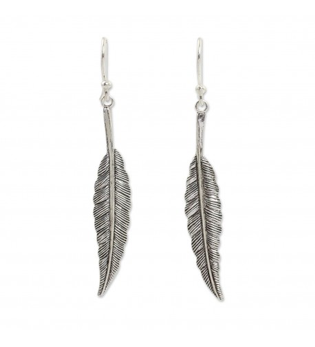 NOVICA Sterling Silver Feather Earrings