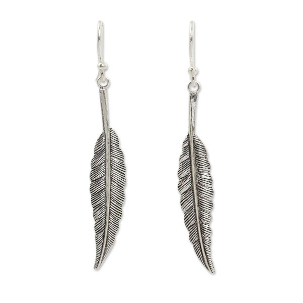 NOVICA Sterling Silver Feather Earrings