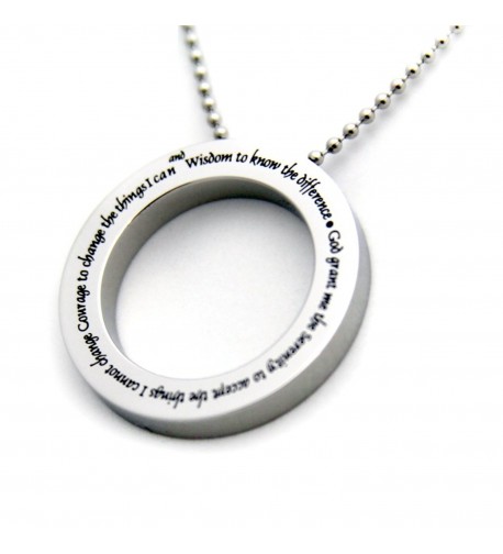 Serenity Prayer Disc Pendant Necklace