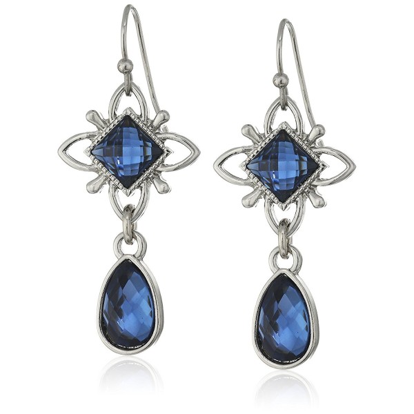 1928 Jewelry Silver Tone Blue Earrings