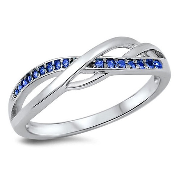 Infinity Simulated Sapphire Sterling Silver