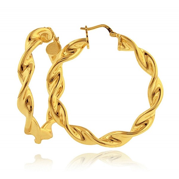 18K Gold Plated Women's Rope Twist Hoop Earrings 20mm-50mm - C6186RNM9LH
