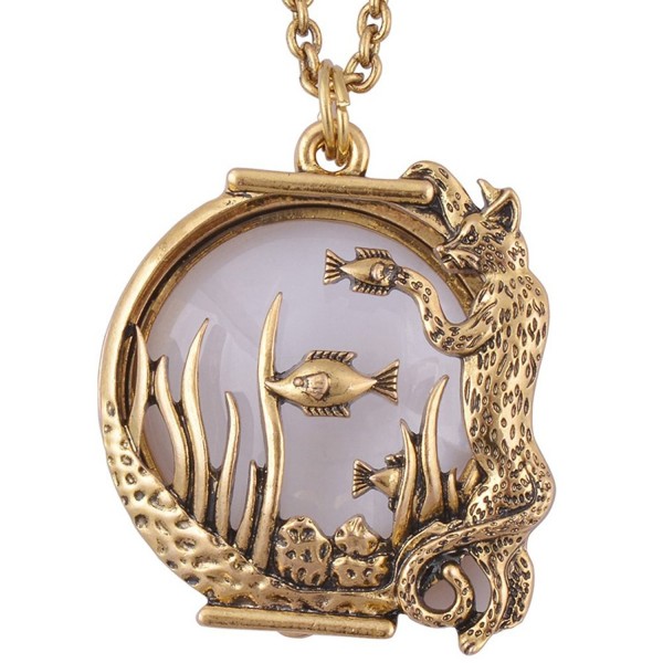 Leopard magnifier pendant necklace antique