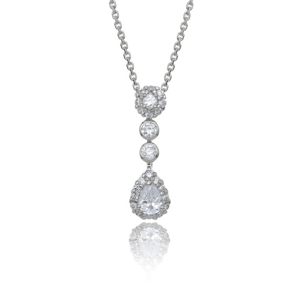 Teardrop Zirconia Necklace Rhodium Plated