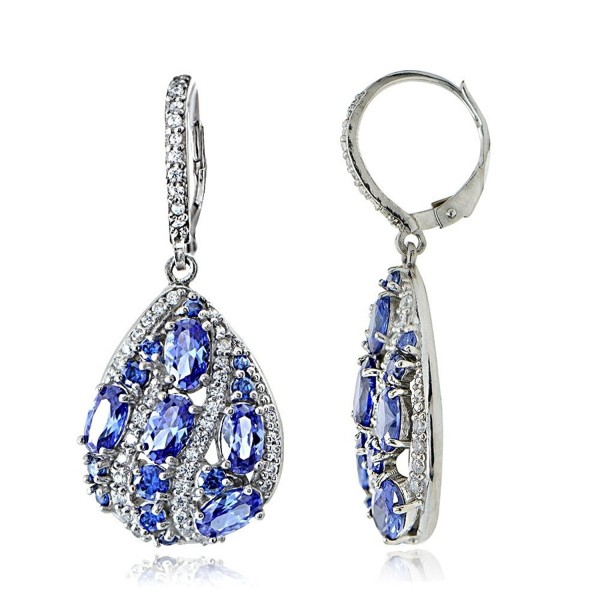 Sterling Simulated Tanzanite Zirconia Teardrop