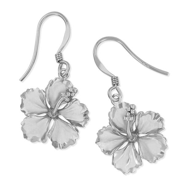 Sterling Silver Hibiscus Dangle Earrings