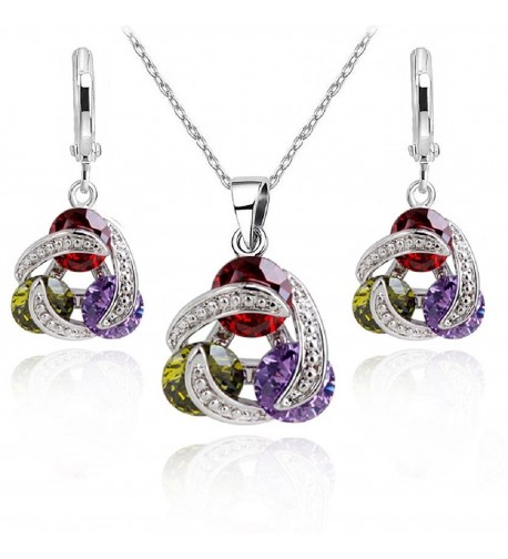 Colourful Zirconia Crystals Necklace Earrings