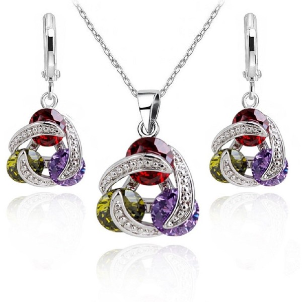 Colourful Zirconia Crystals Necklace Earrings