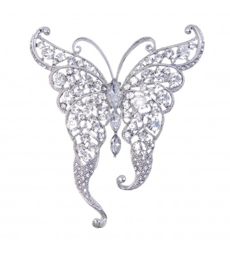 EVER FAITH Austrian Butterfly Silver Tone