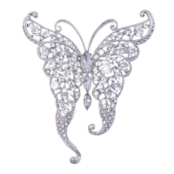 EVER FAITH Austrian Butterfly Silver Tone