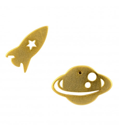 AppleLatte Earrings Plated Mismatched Rocket