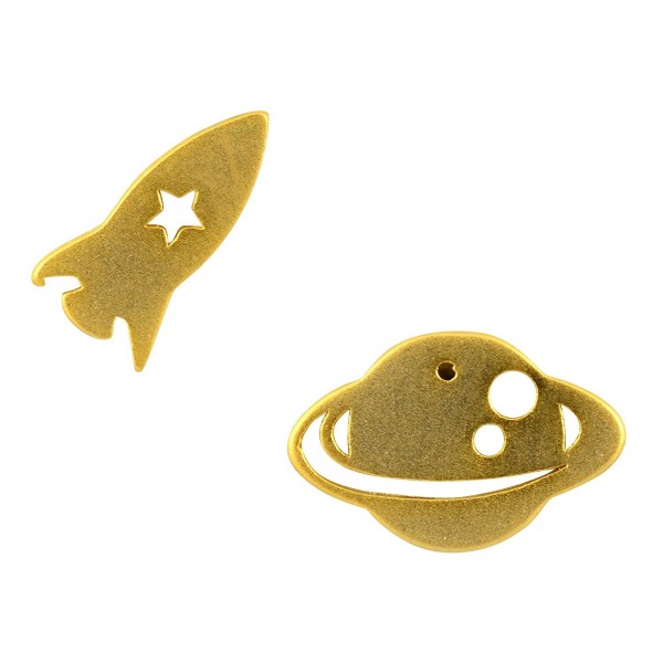 AppleLatte Earrings Plated Mismatched Rocket