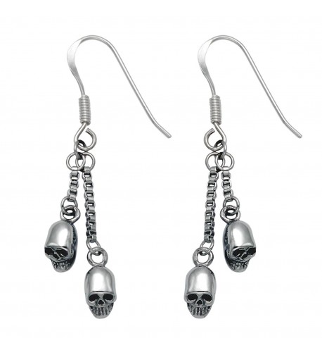 Stainless Steel Dangling Skulls Earrings