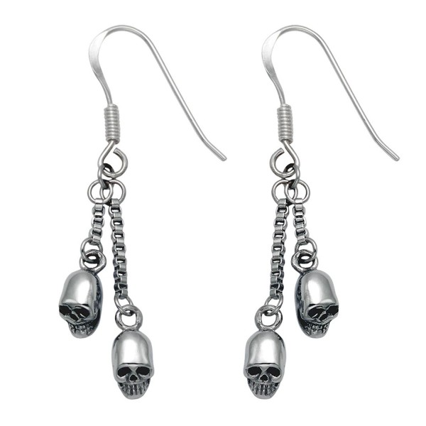 Stainless Steel Dangling Skulls Earrings