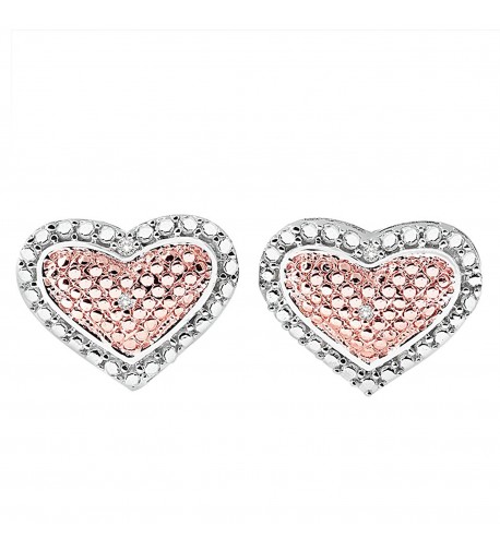 Heart Diamond Earrings Sterling Silver
