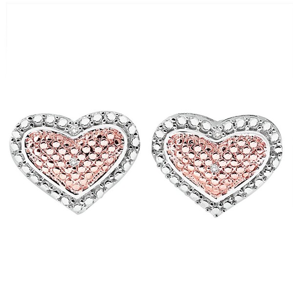 Heart Diamond Earrings Sterling Silver