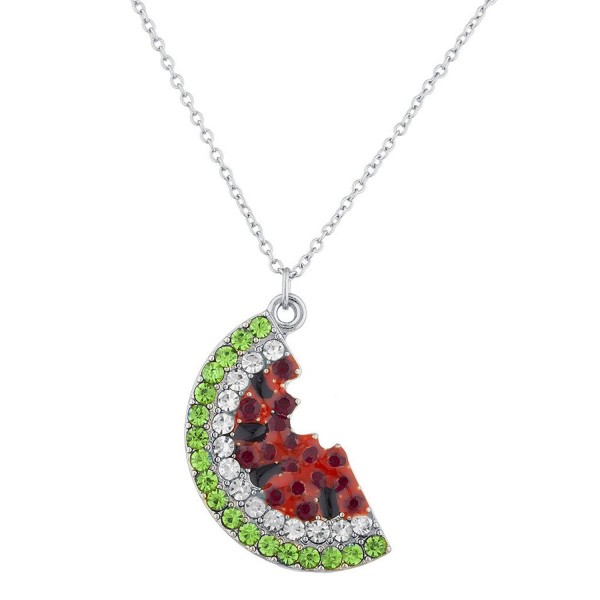 Lux Accessories Silvertone Rhinestone Watermelon