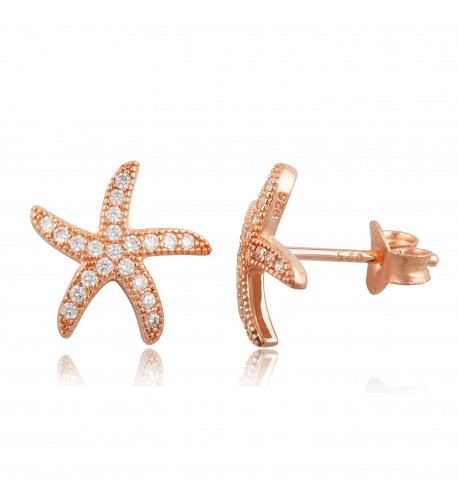 Rose Gold Silver Starfish Earrings