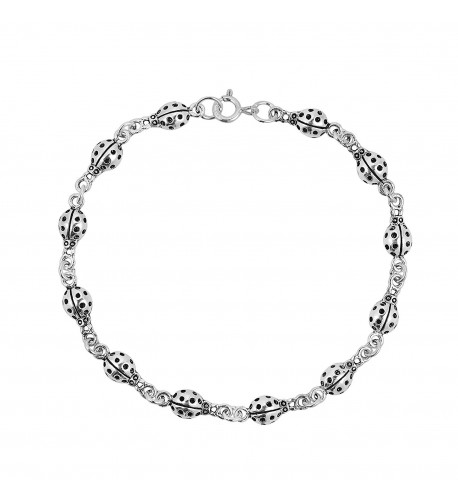 Charming Ladybug Sterling Silver Bracelet